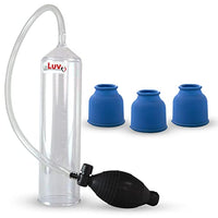 LeLuv Easyop 2.25 Inch by 9 Inch Cylinder Penis Pump Black Bgrip Ball Handle Clear Graduated Cylinder/Clear Collapse-Resistant Hose + 3 Silicone Large Sleeves