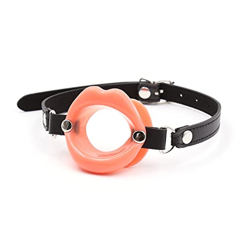 COVETHHQ BDSM Slave O Ring Silicone Lips Open Mouth Gag Fetish Kinky Adult Games Harness Bondage Equipment Sex Toys (Color : Belt-Salmon Pink)