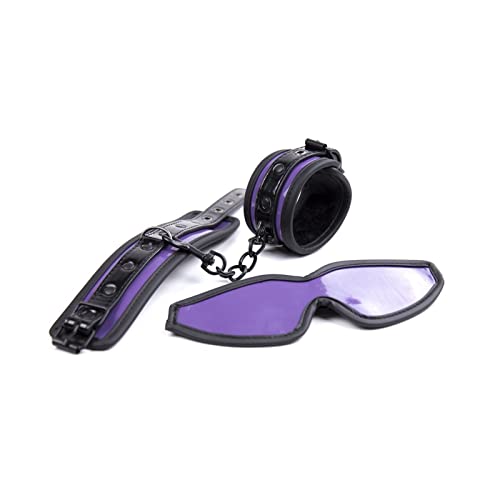 JKYYDS 2 Piece Bondage Sets Wrist Restraint Paddle Blindfolds Adult Toys Fetish Stuff Sex Tools Couple Position SM (Color : Purple)