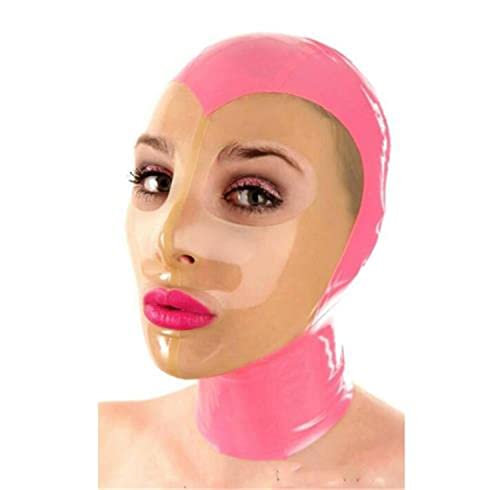 SMGZC Latex Head Cover Sexy Latex Head Hood Rubber HeadMask Back Zipper for Cosplay Party Club Wear (XL)