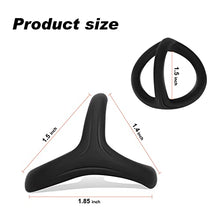 Load image into Gallery viewer, Silicone Penis Ring, 3 in 1 Super Soft Elastic Penis Ring, Triangular Elastic Penis Ring for Erection Enhancement Pleasure, Sex Toys for Male Couples (Black)
