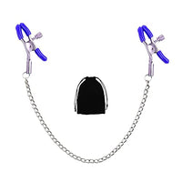 Nipple Clamps with Metal Chain, Adjustable Breast Clamps for Women Men, Non Piercing Nipple Clips for Women Men Pleasure (Blue)