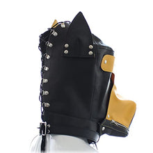 Load image into Gallery viewer, PU Leather Bondage Dog Blindfold Full Head Harness Fetish Blindfold Zipper Head Hood Sex Toys for Couples (Yellow)
