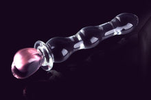 Load image into Gallery viewer, Glass Pleasure Wand 8&quot; Pink Heart Glass Dildo Anal Plug Butt Plug Female Masturbation Sex Toy
