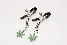 Load image into Gallery viewer, Charmed Mary Jane Nipple Clamps for Men, Women, &amp; Couples. Adjustable Pressure with Vinyl Coated Tips for Comfort, Nickel-Free Nipple Clamps. 2 Piece Set, Silver.
