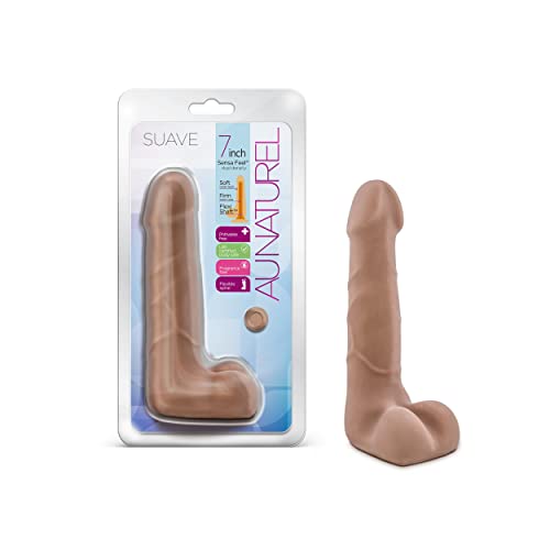 Blush Au Naturel Suave - 7 Inch Ultra Soft Realistic Sensa Feel Dual Density Dildo - Posable Slim Sex Toy for Beginners Anal Women Men Couples - Latin