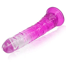 Load image into Gallery viewer, Realistic Dildos Penis with Suction Cup Base for Hands-Free Play, TPE Material Flexible Dildo for Female Vaginal G-spot Stimulator &amp; Anal Play Adult Sex Toy (Translucent Semi Purple)
