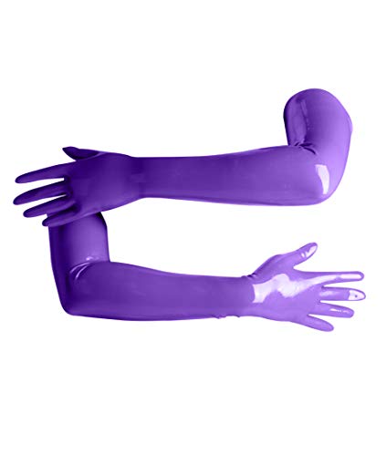 Premium Latex Long Gloves (Opera Length) Fetish - Purple (Large)