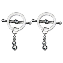 Load image into Gallery viewer, Loloda 2Pcs Non-Piercings Nipple Clamps Clips Breast Nipple Shields Rings with Internal Spike Couple Pleasure Erotic Sex Toy Type B Silver One Size
