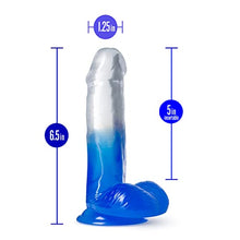 Load image into Gallery viewer, Blush B Yours Stella Blue - 6 Inch Length 1.25 Inches Width Realistic Feel Dildo - Sturdy Suction Cup Base and Harness Compatible - Gradient Design - Perfect for Beginners - Sex Toy for Him Her
