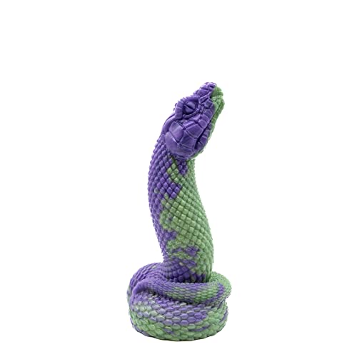 Nathara Snake Suction Cup Fantasy Dildo - Green w/Purple Stripe Color Scheme - Handmade in The USA - Adult Toys, Sex Toys (Mini)