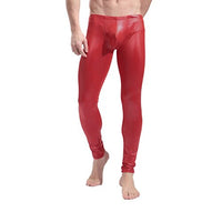 YiZYiF Fashion Men's Faux Leather PVC Trousers Night Club Dance Slim Long Pants (31.5-42.0/80-106cm, Red)