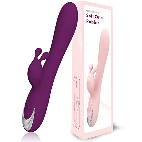 G Spot Rabbit Vibrator Dildo for Women Vaginal Health, G-spot Vibrator with Bunny Ears Licking, 10 Vibration Anal Vibrating for Woman, Waterproof Clitoral Clit Stimulation Adult Sex Toys (Purple)