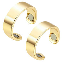 Load image into Gallery viewer, Healthgo Blood Pressure Regulator Ring, Blood Sugar Control Ring, Boost Glucose Control, Lymphatic Drainage Therapeutic Magnetic Rings for Women Men (2pcs-Gold)

