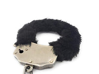 JASINCESS Plush Handcuffs with Keys Toy Handcuffs Stage Costume Props (Black-1)