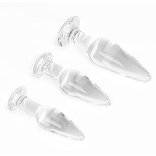 Load image into Gallery viewer, Aptitan 3 Pieces Glass Butt Plug Set Crystal Butt Plug Training Kit with Smooth Flat Base for Beginners and Advanced Men and Women Aptitan
