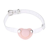 iiniim Adult Silicone Baby Pacifier Gag Dummy Nipple With Choker Collar for Lover Couples Pink One Size