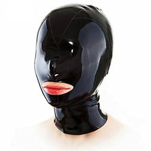 Load image into Gallery viewer, GITDOT Sexy Latex Head Cover Black Latex HeadMask All Inclusive Latex Hood,Exposed Mouth, Zipper Open for Party Club Wear Role Play
