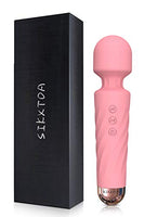 SIKXTOA Mini Vibrator, 8 Speeds 20 Patterns, G Spot Cordless Wand Massager, Clitoral Stimulator, Dildo, Sex Toys, Rechargeable Handheld Powerful Silent Waterproof Female Adult Toys (Wave Pink)