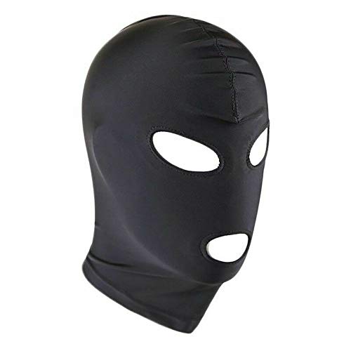 HiiBaby Unisex Blindfold Hood Face Cover Breathable Headgear Spandex Cosplay Masks (Open Eyes&Mouth) Black