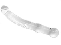 Heart 2 Heart Dildo Borosilicate Glass Veined with Handle, Clear