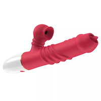 Realistic Rose Rabbit Vibrator Thrusting Dildo for Women, Licking Tongue G Spot Sex Toy with 3 Telescopic & 10 Vibration Modes ,Clitoral Stimulator for Women Adult Sex Toys & Games