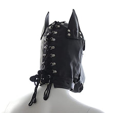 Load image into Gallery viewer, PU Leather Bondage Dog Blindfold Full Head Harness Fetish Blindfold Zipper Head Hood Sex Toys for Couples (Black)
