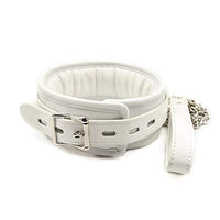 Amosfun Leather Choker Collar with Chain Detachable Leash for Men and Women White