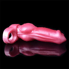 Load image into Gallery viewer, Silicone Penis Sleeve Enlarger Male Penis Extension Sleeve with Cock Ring, Realistic Dog Knot Penis Sheath Cock Extender Sleeve Adult Sex Toys (Red)
