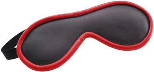 Leather Blindfold W/blk Furr Blk/red