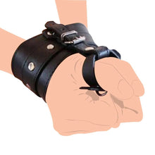 Load image into Gallery viewer, PU Leather Hand Wrist to Thumbs Cuffs Bondage Belts Cosplay BDSM Ankle Wrist Hogtie Strap with Toes Restraints Sex Toys (Wrist Cuff)
