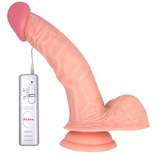 Vibrating Realistic Dildo - Curved Suction Cup Vibe - 3 Speed G-Spot Stimulator