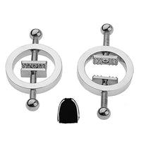 2/4 PCs Stainless Steel Nipple Clamps, Fake Nipple Rings Non Piercing, Nipple Clamps Sexual Pleasure, Nipple Toys for Couple Flirting or Own Use (B)