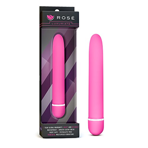 Blush Rose Luxuriate - 7 Inch Slim Classic Personal Massage Wand - Smooth Satiny Feel Multi-Speed Vibrator - IPX7 Waterproof Quiet Strong - Sex Toy For Women She Her - Pink