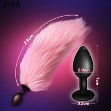 Load image into Gallery viewer, wangbo11 Luminous LED Lighting Metal Silicone Butt Anus Sex Toy Couples Women Cosplay Animal Fox Ass Anal Plug with Tail Anal Fur Tail (Color : Short White A)
