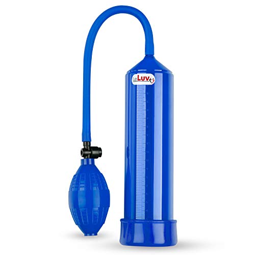 LeLuv Easyop 2.25 Inch by 9 Inch Cylinder Penis Pump Blue Bgrip Ball Handle and Soft TPR Vacuum Seal