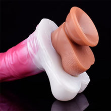 Load image into Gallery viewer, Horse Penis Sleeve with Cock Ring 8 Inch Silicone Penis Hollow Sleeves with Extention Enlargement Soft Adult Toy for Male Women Couples - L
