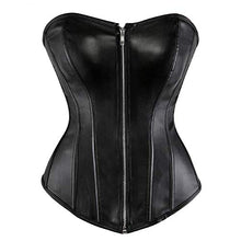 Load image into Gallery viewer, Faux PVC Faux Leather Corset Shapewear Bustiers Zip Plus Size Lace Tie Back Corsets Top Sexy Leather Corset
