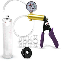 Vacuum Penis Pump Ergonomic Silicone Grip LeLuv Ultima Purple with Gauge + Silicone Sleeve & Cock Rings 9