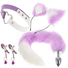 Load image into Gallery viewer, VALICLUD Fox Cosplay Set Fox Tail Anal Plug Collar Fox Ears Headband Nipple Clips Role Play Games Accessories for Couple Lover
