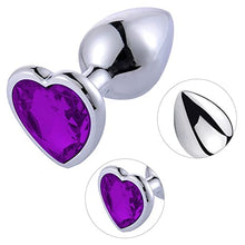 Load image into Gallery viewer, 2022 Years New 3Pcs Set Luxury Metal Butt Toys Heart Shaped Anal Trainer Jewel Butt Plug Kit S&amp;M Adult Gay Anal Plugs Woman Men Sex Gifts Things for Beginners Couple (purple0)
