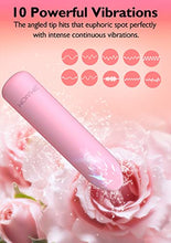 Load image into Gallery viewer, Small Bullet Vibrator for Women: Waterproof Mini Clit Vibrator with 10 Modes, Full Silicone Vibrating Finger Massager for G Spot Nipple, Female Rechargeable Lipstick Vibe Sex Toy (Tea Rose)
