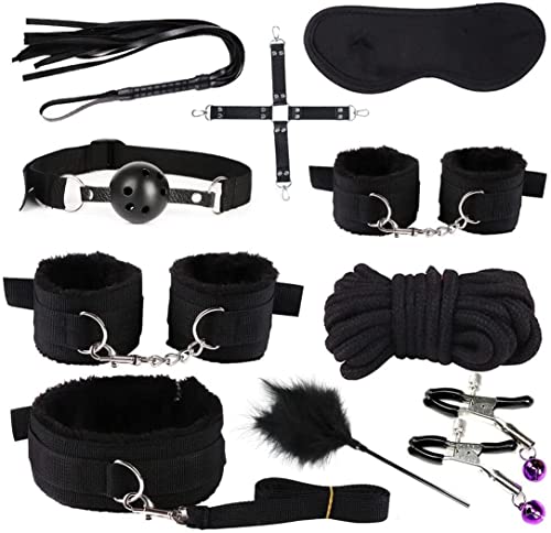 Bondaged Kit Adult Restraint Bed Restraints Sex Adults Bondaged Queen Sexy Straps with Handcuffs Bondage Restraints for Women Kit Neck to Wrist Adult Toy Kinky Play Set Yoga Sweater