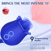 Load image into Gallery viewer, Rose Sex Toys with Thrusting Dildo - 3 in 1 Adult Toys Clitoral G Spot Vibrator Rose Sex Stimulator for Women with 9 Tongue Licking &amp; 9 Thrusting, Nipple Anal Adult Sex Toys &amp; Games for Female Couples
