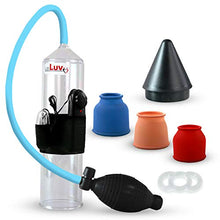 Load image into Gallery viewer, Bundle of 4 Items: Leluv Vibrating Easyop Bgrip Ball Handle Vacuum Pump with 3 Sleeves, Number 3 (.5 Inch) Tension Ring and Easy Loader Cone
