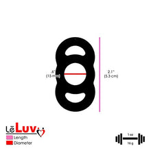 Load image into Gallery viewer, LeLuv Loop Handle Tension Rings Eyro Slippery Black Silicone .6 inch Unstretched Diameter 3 Pack
