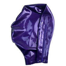 Load image into Gallery viewer, Yuanweicloths Halloween Purple Latex Hood Rubber Mask with Honeycomb Open Eyes for Catsuit Cosplay Party Fetish (L)
