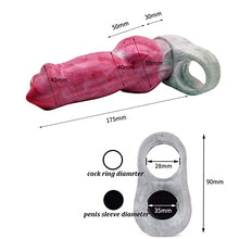 Load image into Gallery viewer, Silicone Penis Sleeve Enlarger Male Penis Extension Sleeve with Cock Ring, Realistic Dog Knot Penis Sheath Cock Extender Sleeve Adult Sex Toys (Red)
