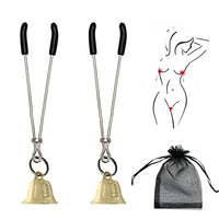 Nipple Clamps for Women, Non Piercing Breast Stimulation Clamps, Non Piercing Bells Metal Nipple Clamps, Breast Clip Toy, Nipple Clamps for Pleasure Sex (a)