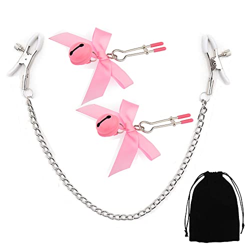 3 PCs Nipple Clamps with Chain & Bow-knot, Nipple Clamps Non Piercing, Nipple Clips for Women Pleasure Sex (Mix1)